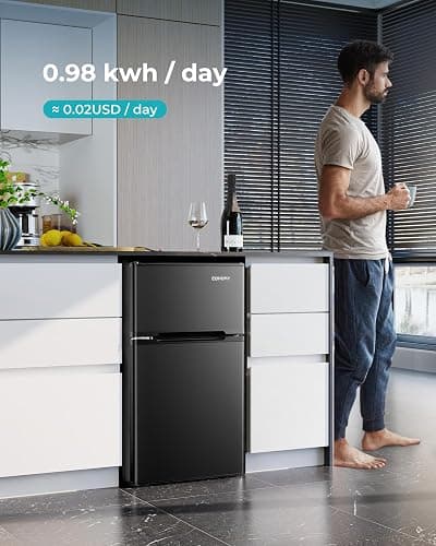 EUHOMY Mini Fridge with Freezer, 3.2 Cu.Ft Mini Refrigerator, Dorm Fridge with 2 Door For Bedroom/Apartment/Office-Food Storage Cooling Drink, Black thumbnail 8