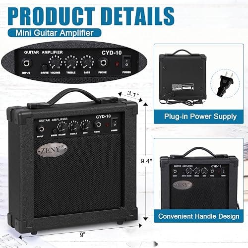 ZENY 39" Full Size Electric Guitar with Amp, Case and Accessories Pack Beginner Starter Package, Blue Ideal Christmas Thanksgiving Holiday Gift thumbnail 5