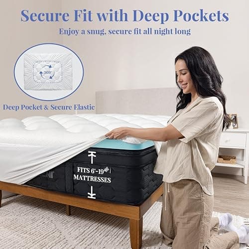 OhGeni Cooling 4 Inch Twin XL Dual Layer Mattress Topper, 2 Inch Gel Memory Foam,2 Inch Soft Pillow Top Pad, College Dorm Essentials Bedroom Mattresses Cover, Comfortable Sleep and Back Pain Relief thumbnail 10