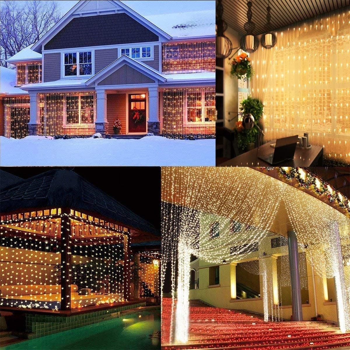 Fairy Curtain Lights, AmazerTec 300 LED Window Curtain String Light Wedding Party Home Garden Bedroom Outdoor Indoor Wall Decorations (Warm White) thumbnail 7