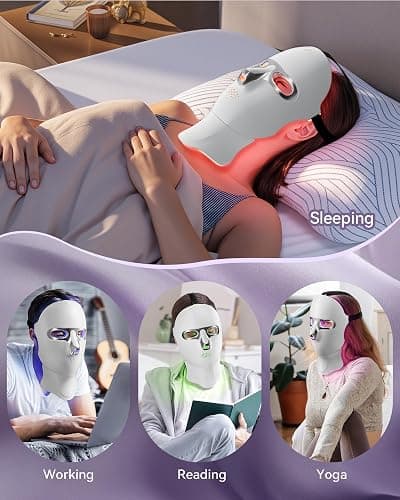 FOLOKE Red Light Therapy Mask for Face & Neck, LED Face Light Therapy,USB C Rechargeable,Infrared Mask for Home Working Travel Yoga thumbnail 2