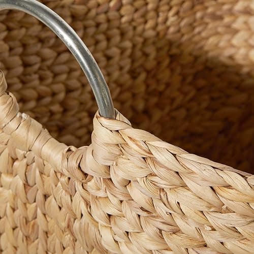 Deco 79 Seagrass Handmade Decorative and Functional Storage Basket Large Woven Basket Organizer with Ring Metal Handles, Basket for Storage 21" x 17" x 19", Brown thumbnail 5