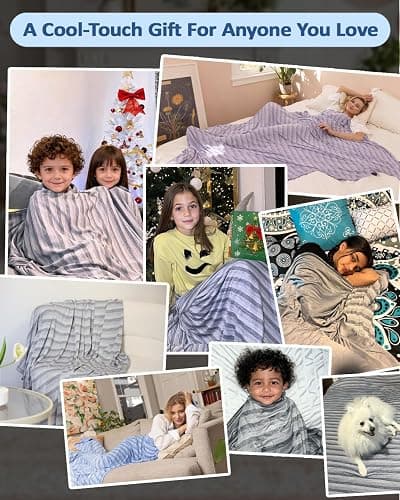 Ailemei Direct Cooling Throw Blanket for Hot Sleepers,Double Sided Cold Effect, Lightweight Breathable Summer Bed Blanket for Couch, Transfer Heat to Keep Body Cool Night Sweats,50"x70" thumbnail 7