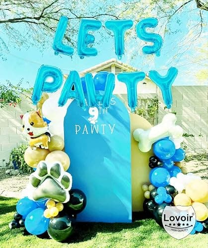 9 Pcs Lets Pawty Balloons Banner 16 Inch, Dog Cat Pet Birthday Letters Sign Lets Pawty Balloons Happy Birthday Banner for Pet Dog Cat Party Supplies Decorations (Pastel Blue) thumbnail 2