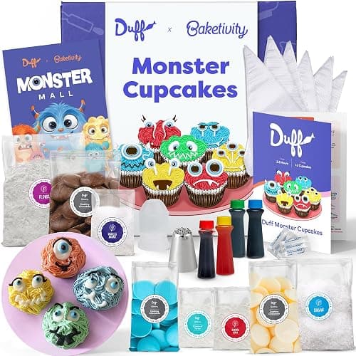 Baketivity x Duff Goldman Monster Cupcakes Baking Kit for Kids | Cooking Set with Premeasured Ingredients, Decorating Supplies, STEM Activities - Creative Treats Perfect for Girls and Boys - Image 1