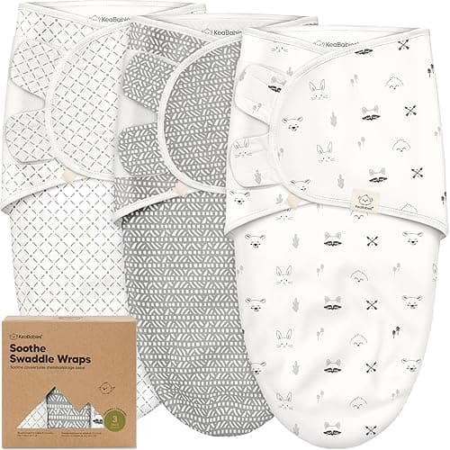 KeaBabies 3-Pack Organic Baby Swaddle Sleep Sacks - Swaddles for Newborns, Infant 0-3 Months, Baby Girls, Boys, Soft & Snug Newborn Sleep Sack, Nursery Swaddling Blankets (Nordic) - Nordic - One Size (0-3 months)