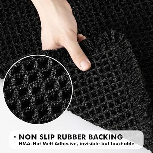 MIULEE Set of 2 Waffle Bathroom Rugs, Boho Bath Rugs Non Slip Washable, Super Absorbent Bath Mats, Ultra Soft Rubber Backed Shower Mats for Bathroom Floor, Tub and Shower, Black, 18x30 Inch thumbnail 4