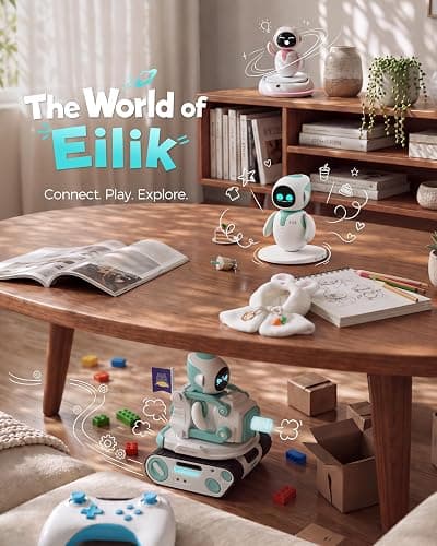ENERGIZE LAB Eilik –Your Desktop Companion Full of Personality with Expressive Animations & Reactions, Touch-Responsive Play, Mini Games, Robot for Adults & Kids thumbnail 8