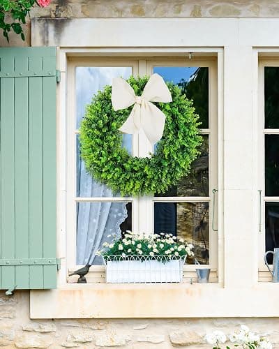 DDHS 20'' Boxwood Wreaths Front Door Artificial Spring Wreath. Wreaths for Front Door Farmhouse Wedding Green Year Round Indoor Outdoor for Summer Wreath St Patricks Day Decorations -(Hello Sign) thumbnail 7