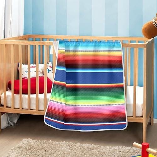 Kigai Mexican Serape Blanket Stripes Baby Blankets for Crib Stroller Nap, Warm Cozy Soft Receiving Blankets Unisex for Boys, Girls, Kids, Toddler, Infant - 30x40 inches thumbnail 2