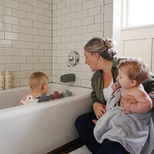mushie Stackable Bath Boats Toy (Original) | Floating Bathtub Toys for Baby & Toddler, Set of 5 | Made in Denmark thumbnail 5