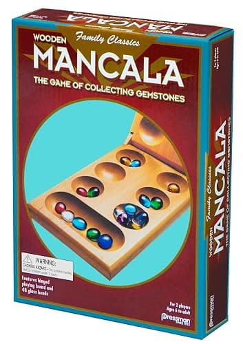 Pressman Mancala Board Game | Fun Classic Table for Adults & Kids | Includes 48 Glass Mancala Stones and Wood Hinged Playing Board | 2 Players, Ages 6+ thumbnail 6