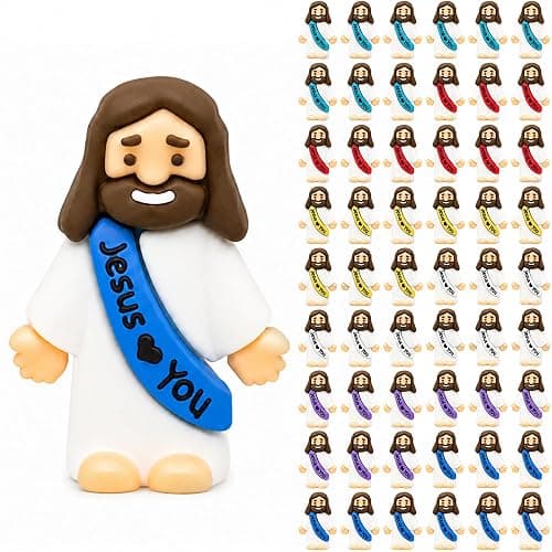 54 Pack Little Jesus Figurines in Bulk, Pocket Jesus Loves You, Jesus Small Figures, Little Tiny Jesus Figures for Church Christmas Party Favors Baptism Gifts Religious Gifts for Easter Egg Stuffers - Image 1