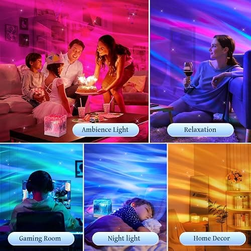 Crystal Lamp for Bedroom, 15 White Noise Machine Room Lights for Bedroom, Bluetooth Music Night Light Projector, RGB Aurora Ocean Light Projector, Remote Dimmable Crystal Table Lamp,Teen Girls Gifts thumbnail 6