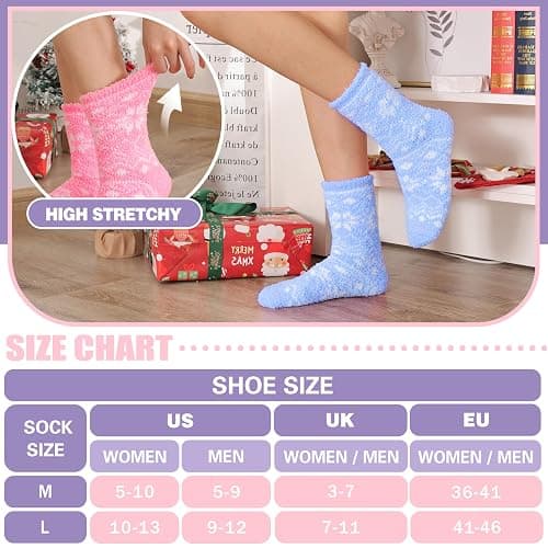 Fuzzy Slipper Socks Thick Fluffy Warm Winter Cozy Plush Soft Sleep Home Socks for Women Men thumbnail 5