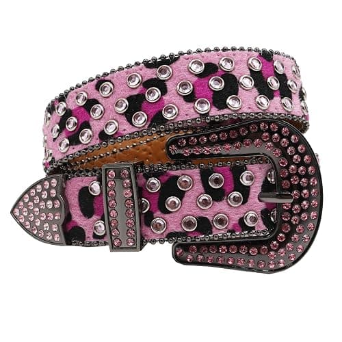 Vxrxal Rhinestone Belt Leopard Print Bling Belts For Women Luxury BB Y2K Cowgirl Belts for Jeans, Festival Gifts Belt - Image 1