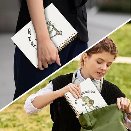 OJMFHEGEE Funny Christian Frog Spiral Notebook 5.5x8.3 in, Off To Praise The Lord Frog Hardcover Notebook Journal Gifts for Women Men, Bible Prayer Journal for Women Men thumbnail 7