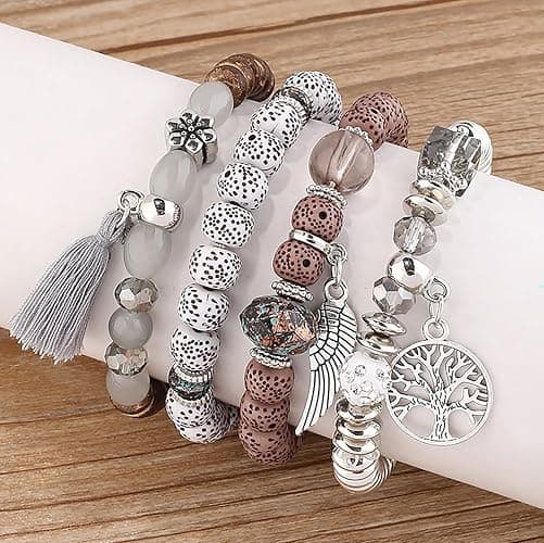 Julpsk Therian Stuff Grunge Emo Crochet Cat Ears Hat Striped Fingerless Gloves Stackable Bracelets thumbnail 5