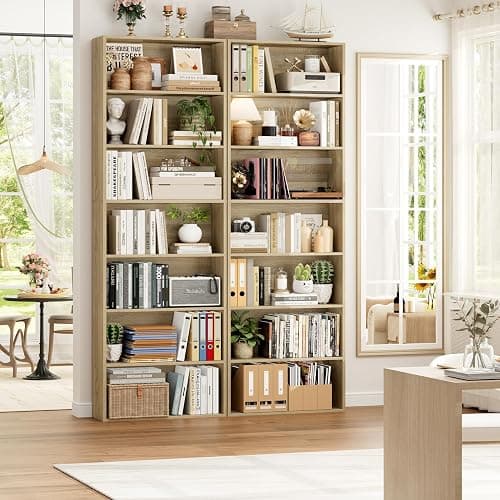 FACBOTALL 82" Tall Bookshelf, 7-Tier Open Shelves Bookcase, Freestanding Display Storage Shelves, Tall Bookcase Home Decor Furniture for Home Office, Living Room, Bedroom, Light Oak thumbnail 4