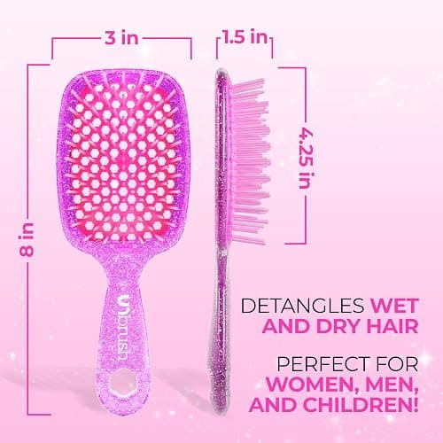 FHI Heat UNbrush Detangling Brush for Pain-Free Brushing on All Wet or Dry Hair Types — Durable DuoFlex Anti-Static Bristles, Lightweight Handle, Vented Hair Brush, Rose Quartz Pink thumbnail 5