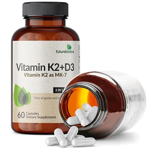 Futurebiotics Vitamin K2 (MK7) with D3 Supplement - Non-GMO Formula - 5000 IU Vitamin D3 & 90 mcg Vitamin K2 MK-7, 60 Vegetarian Capsules thumbnail 6