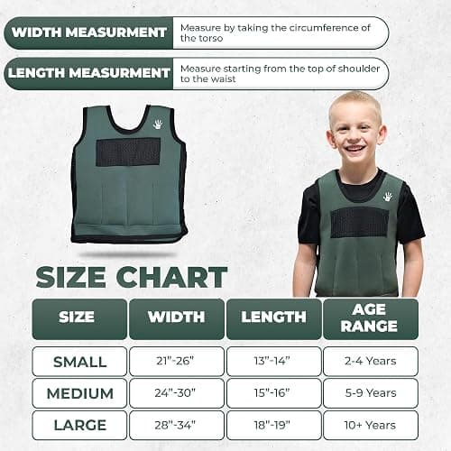 Weighted Vest For Kids - Adjustable Compression Vest With Six Removable Weights Included - Breathable Snug Fit Design thumbnail 2