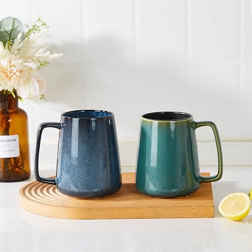 Large Ceramic Coffee Mugs, 24 OZ Extra Large Tea Cup, Jumbo Mug, Big Handle | Extra Large Tea and Coffee Cup for Office and Home, Microwave and Dishwasher Safe (24 oz Blue) thumbnail 2