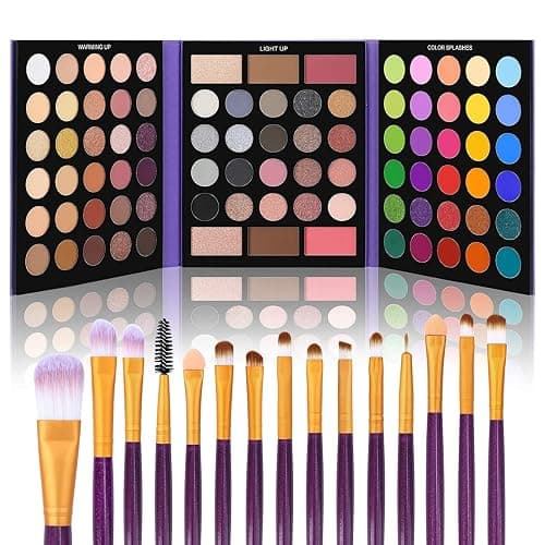 UCANBE 86 Colors Nude Eyeshadow Palette with 15pcs Makeup Brushes Set, Matte Glitter Long Lasting Highly Pigmented Waterproof Colorful Eye Shadow Contour Blush Powder Highlighter All in One - Image 1