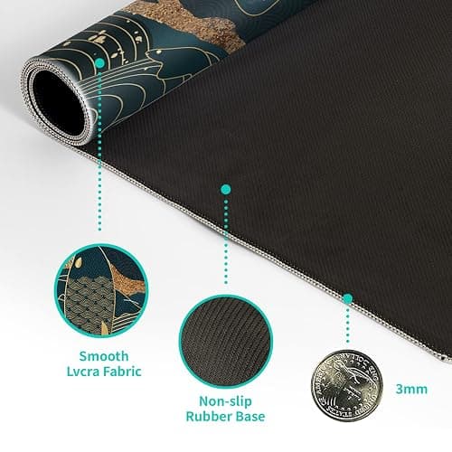 Japanese Gaming Mouse Pad XL - Extended Large Mouse Mat Desk Pad, Stitched Edges Mousepad, 3mm Thick Long Non-Slip Rubber Base Mice Pad, 31.5 X 11.8 Inch - Koi Fish Art thumbnail 8