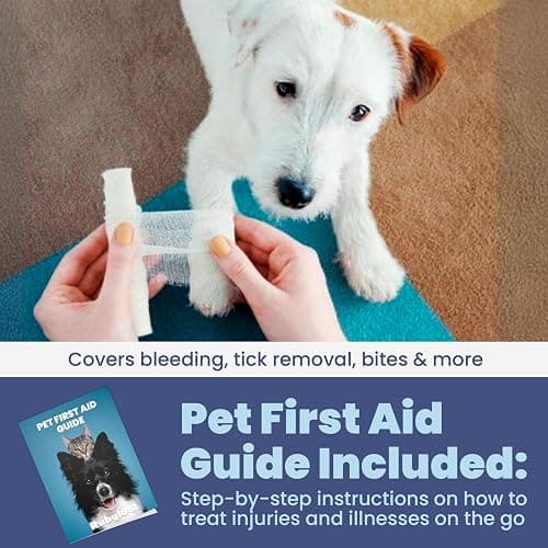 Dog First Aid Kit for Hiking & Travel - Vet Approved Emergency Supplies - Pet First Aid Guide, Tick Remover, Thermal Blanket & More - Compact Pet Camping Gear - Ideal Dog Gift for Christmas Stocking thumbnail 7