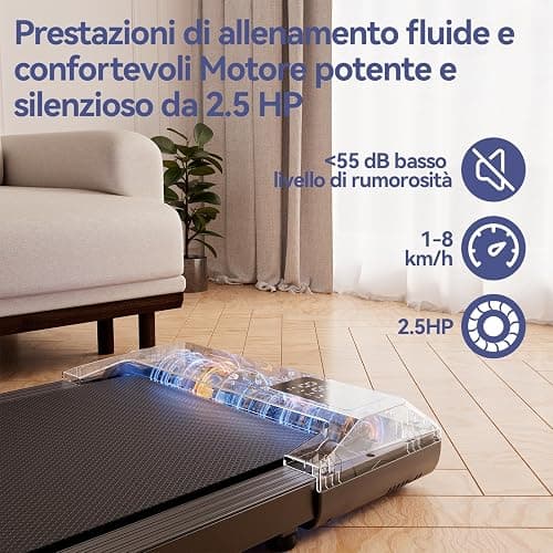 Copant Tapis roulant, tapis roulant con LCD Scarn, pedana da 2,5 HP con APP e controllo remoto, carico massimo 159 kg, con corsi di allenamento e corse, 1-8km/h per casa o ufficio thumbnail 6