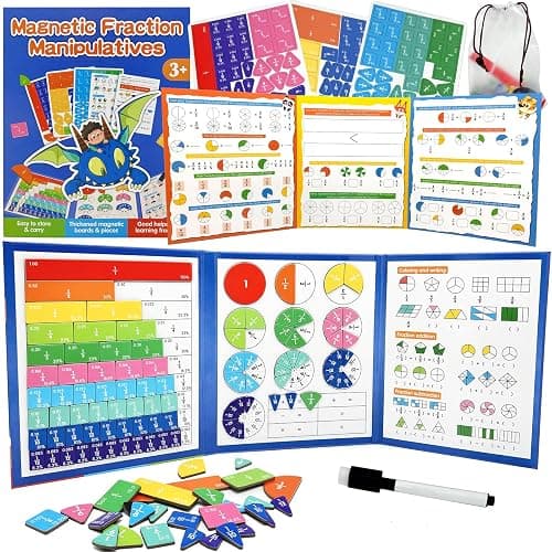 CABVIP Magnetic Fraction Puzzle Set, Fraction Tiles, Math Manipulatives | 120-Piece Fraction Tiles & Circles with Dry-Erase Card for Visual Hands-On Learning, Grades 1-5, Homeschool & Classroom - Image 1