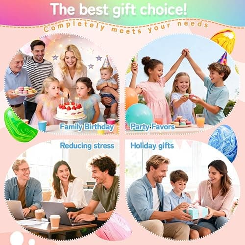 4Pack Easter Eggs Squishy Fidget Toys Squeeze Toys for Kids Girls Boys Colorful Marbled Squishy Balls Stress Balls Easter Egg Fillers Stress Relief Sensory Toys Anxiety Relief thumbnail 7