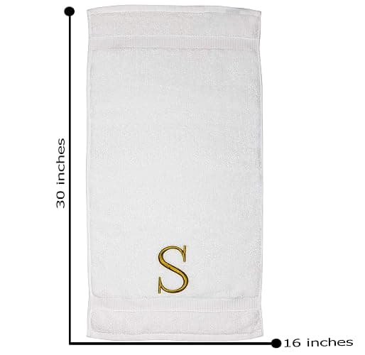 Decorvo Monogrammed Hand Towels for Bathroom - Luxury Hotel Quality Personalized Initial Decorative Embroidered Bath Towel for Powder Room, Spa - GOTS Organic Certified - Set of 2 Gold Letter S thumbnail 3