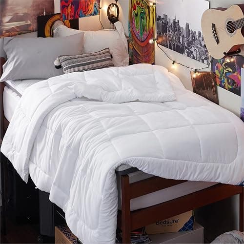 Bedsure Comforter Duvet Insert - Quilted Comforters Twin Size, All Season Duvet, GentleSoft Down Alternative Bedding, with 8 Tabs, Gifts for Women/Men, White, Twin XL 92 x 68 Inches - Image 1