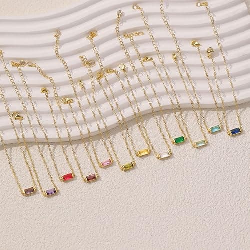 FUNEIA Birthstone Gold Bracelets for Women Non Tarnish Trendy Dainty 14K Gold Plated Bracelet Stack Stackable Blue Green May Emerald Friendship Bracelets Jewelry Gifts for Mom Best Friend thumbnail 7