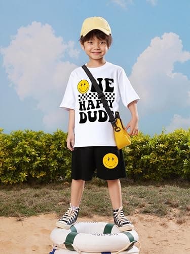 Happy Town Baby Boy Summer Clothes One Happy Dude 1st Birthday Outfits Smile Cool Short Sets thumbnail 6