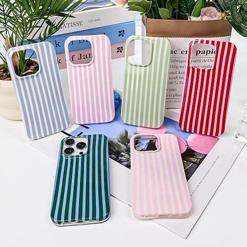 SleekCover Compatible with iPhone 16 Pro Case,Cute Aesthetic Striped Pattern Cover for Women Girls,Soft TPU Shockproof Protective Stylish Kawaii Phone Case for iPhone 16 Pro 6.3",Pink thumbnail 5