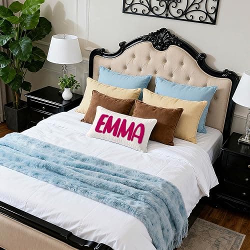 Wucidici Custom Embroidered Name Lumbar Pillow, Personalized Monogrammed Names Linen Pillows for Sofa Bed, Customized 12''x20'' Farmhouse Linen Throw Pillow Cover Gifts for Women thumbnail 2