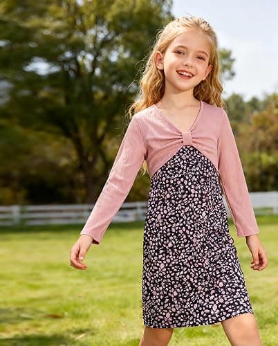 Kimoda Girls 2 Piece Outfits Adjustable Shoulder Strap Cami Dress with Long Sleeve Cardigan Set for 5-14 Years thumbnail 6