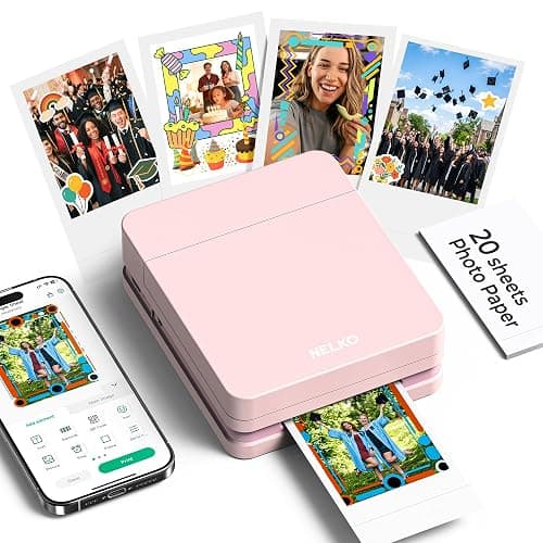 Nelko Photo Printer, PP01 Color Mini Portable Printer, Instant Smartphone Inkjet Printer, Sticky-Back Rechargeable Portable Picture Printer for iOS & Android, Smart AI APP, Valentine's Day Gift, Pink - Image 1