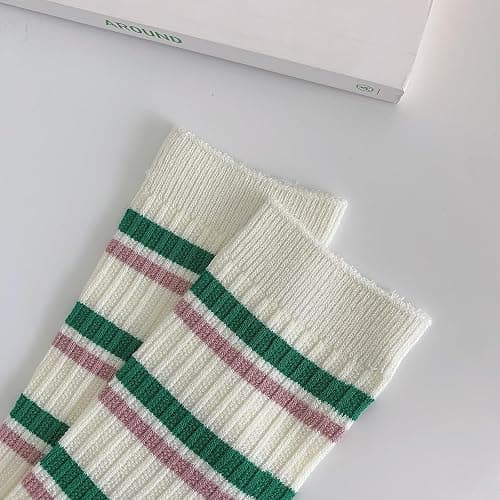 Xhonp 5 Pairs Cute Big C Letter Crew Socks Sports,Casual,Striped for Women Socks thumbnail 3