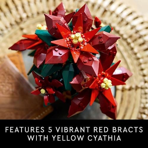 LEGO Icons Poinsettia Building Sets for Adults - Artificial Flowers for Decoration - Christmas Flowers for Table Centerpiece - 10370 thumbnail 3