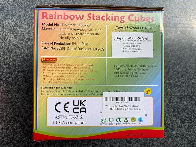TOWO Wooden Stacking Boxes, Rainbow Nesting Sorting Cups for Toddlers | Rainbow wooden stacking cubes support color sorting, nesting and early learning; Montessori toy for toddlers age 2+ thumbnail 6