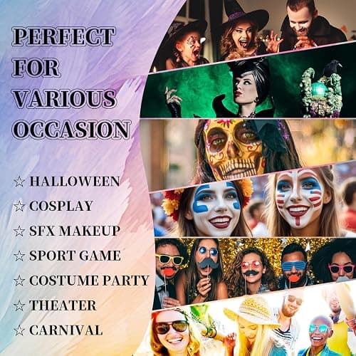 YBUETE White Face Body Painting Stick, Professional Full-coverage Cream White Face Paint for Halloween SFX Skeleton Ghost Zombie Clown Goth Cosplay Makeup, Washable Body Stick for Adult Costume Party thumbnail 7