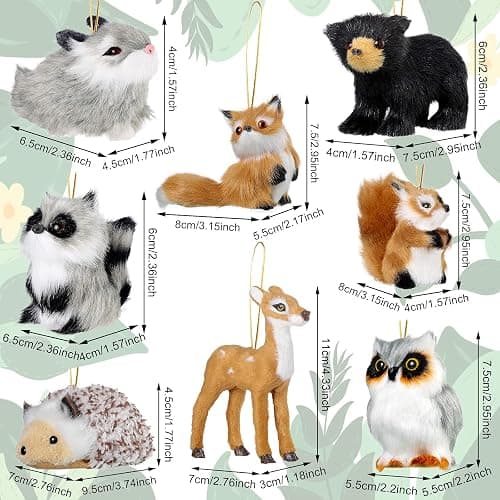 8 Piece Plush Animal Ornament Set - Woodland Fur Animal Friends - Xmas & Holiday Hanging Decorations thumbnail 3