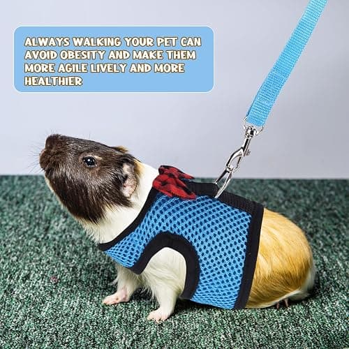 Guinea Pig Harness and Leash, Guinea Pigs Harness, Guinea Pig Leash, Hamster Harness can be Adjusted to Any Size Soft Mesh Harness Leash with Bow for Decoration (2packs) thumbnail 6