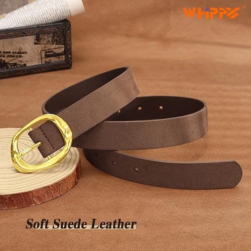 WHIPPY Leather Belt for Women Casual Waist Belt with Gold Buckle Fashion Ladies Belt for Jeans Pants Dress thumbnail 3