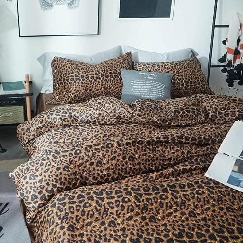 Lanqinglv Bettwäsche 200x200 Leoparden Braun Leo Bettwäsche aus Microfaser | Aesthetic ÖKO-TEX Bettwäsche Set Sexy Bettbezug mit Reißverschluss und 2 Kissenbezug 80x80,Wendebettwäsche für Allergiker thumbnail 4