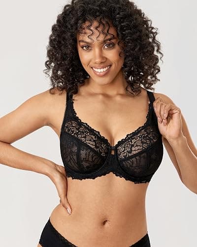 DELIMIRA Women's Plus Size Minimizer Bras Full Coverage Lace Unlined Underwire Bra B-K Cups thumbnail 3